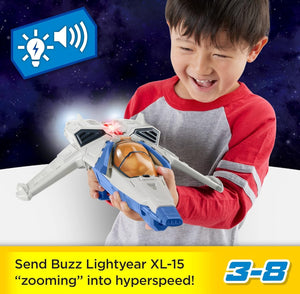 Imaginext Spaceship Toy Disney and Pixar Lightyear Lights & Sounds XL-15 with Buzz Lightyear Figure