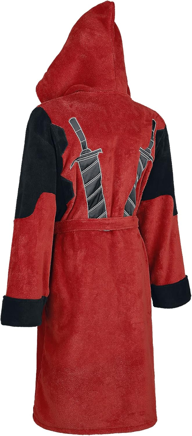 Deadpool  Marvel Fleece Adult Dressing Gown Bathrobe Red One Size