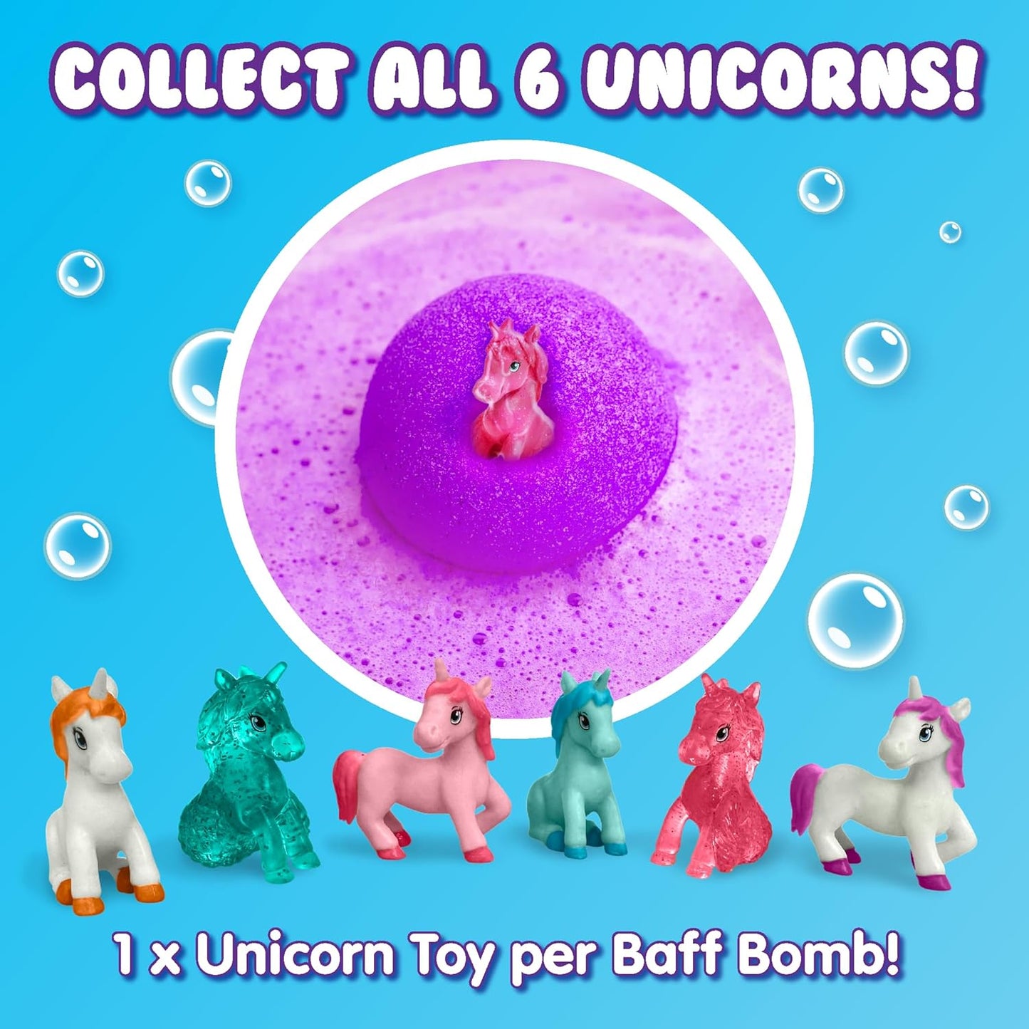 Large Unicorn Surprise Bath Bomb 6 Surprise Unicorn Toys to Collect in Total One Per Bath Bomb by zimpli kids