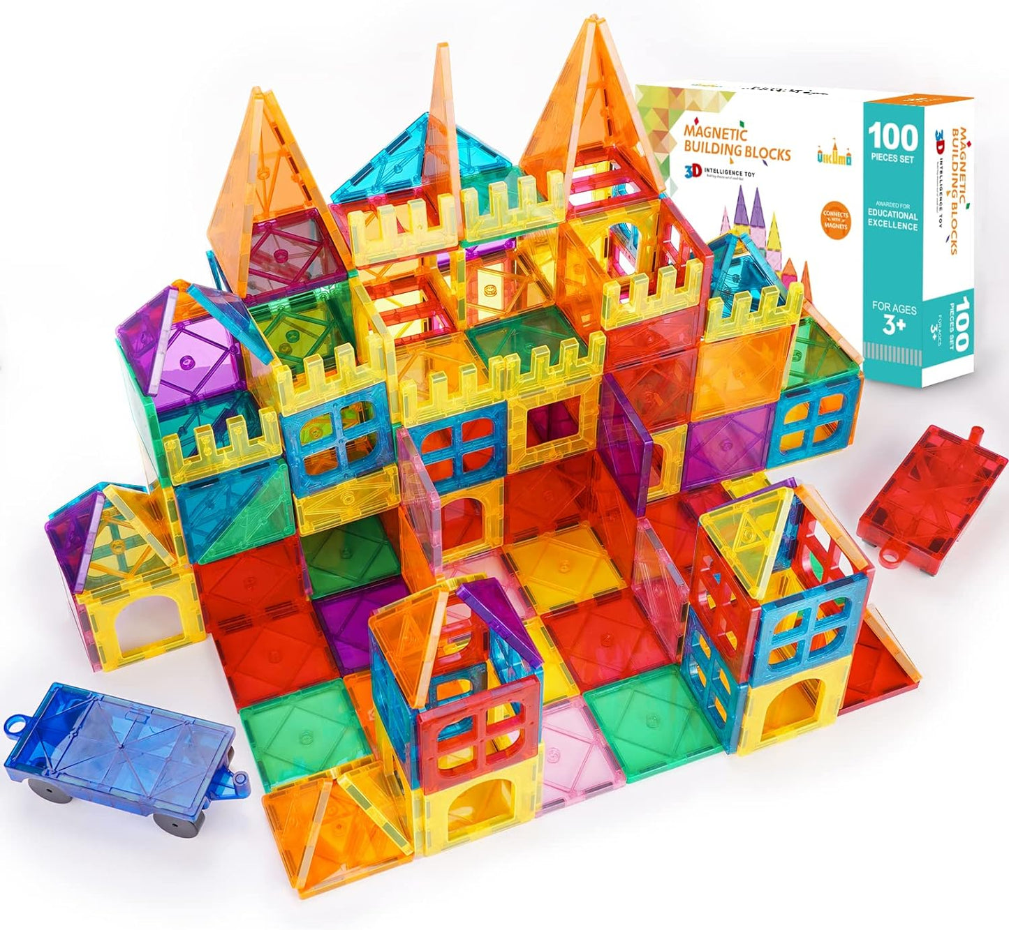 Magnetic Tiles 100Pcs 3D Magnetic Building Blocks Tiles Set