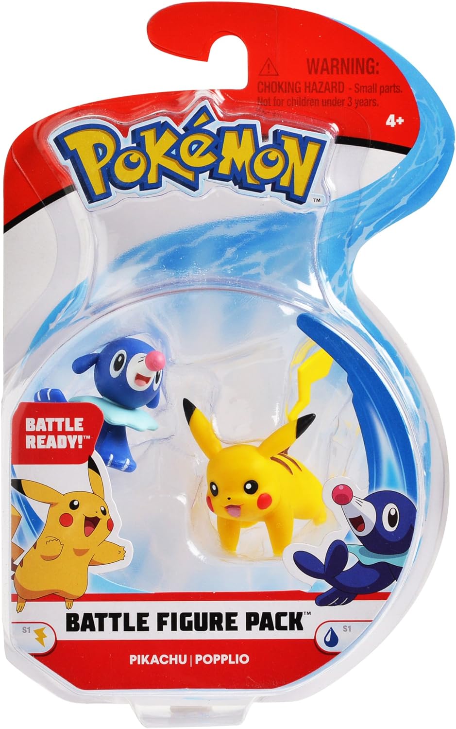 Pokemon 2 Inch Battle Action Figure 2-Pack, includes 2" Pikachu and 2" Popplio