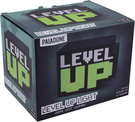 Paladone Level Up Light with Sound – Retro Pixel Design 12cm – Gaming LED Desk Lamp Collectible
