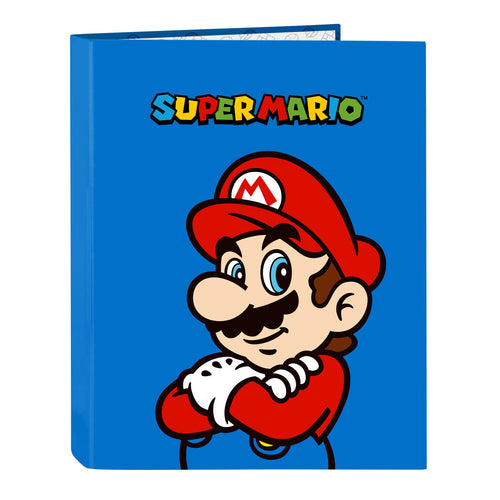 Ring binder Super Mario Play Blue Red A4 26.5 x 33 x 4 cm