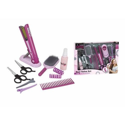 Child's Hairdressing playSet  straightener brush scissors comb clips curlers