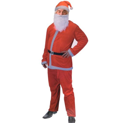 Holly Jolly Christmas Santa Claus Costume Jacket Trousers Hat Beards Belt