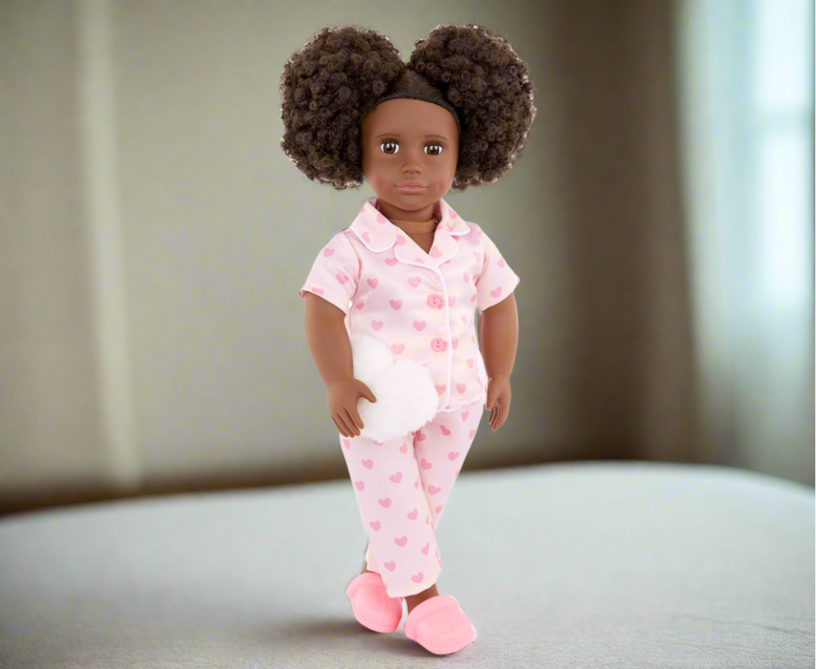 Our Generation Tanisha 18-inch Sleepover Doll in Matching Pink PJs