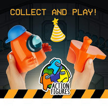 Load image into Gallery viewer, Among Us Series 2 Action Figure Orange Crewmate Includes 2 Hats Hands And Acc