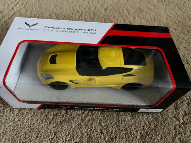 Corvette C7 1/24 Scale  Friction Push  Go Yellow Braha Friction Licensed Toy Car