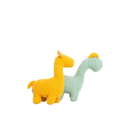 Fluffy toy Crochetts Yellow Dinosaur Giraffe 30 x 24 x 10 cm 2 Pieces
