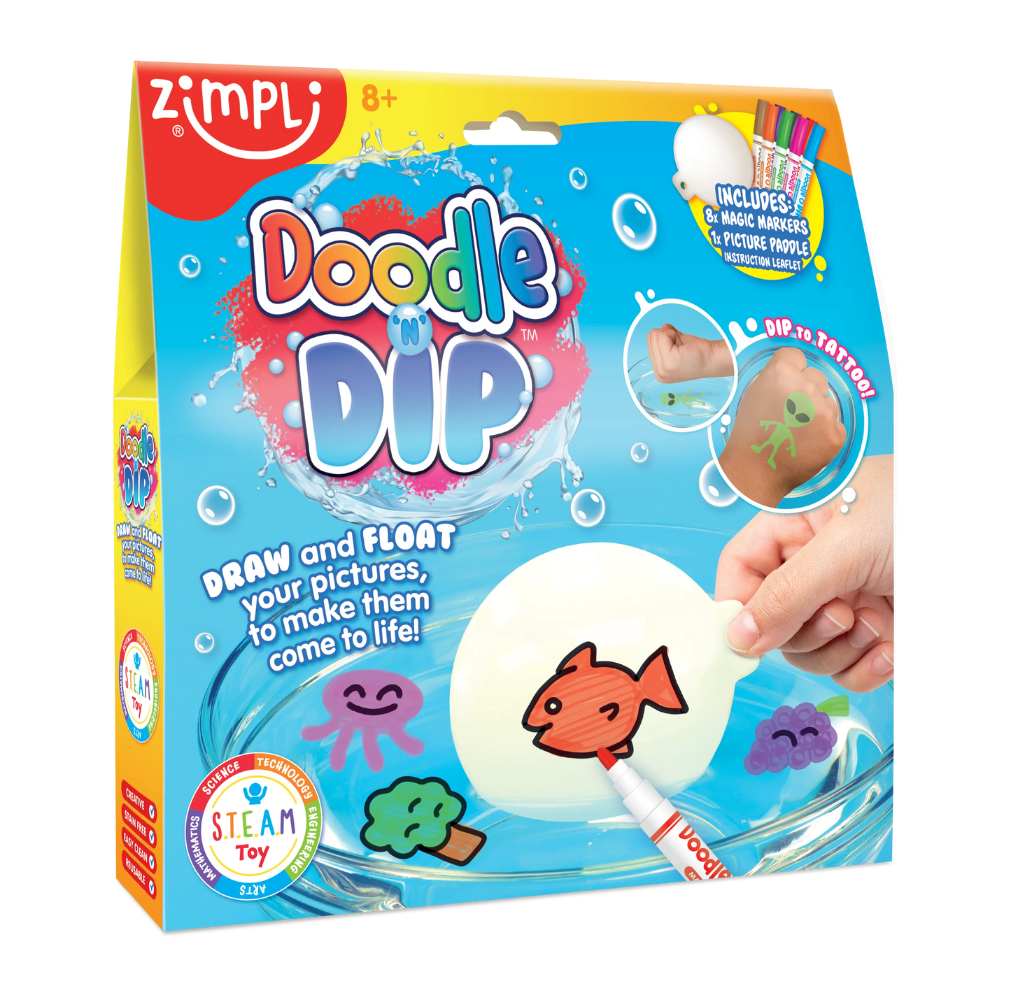 Doodle N Dip: Magical Water Coloring Kit with Temporary Tattoo Fun by zimpli kids