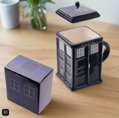 Doctor Who TARDIS Ceramic Mug with Lid - Puckator 3D Sculpted Police Box