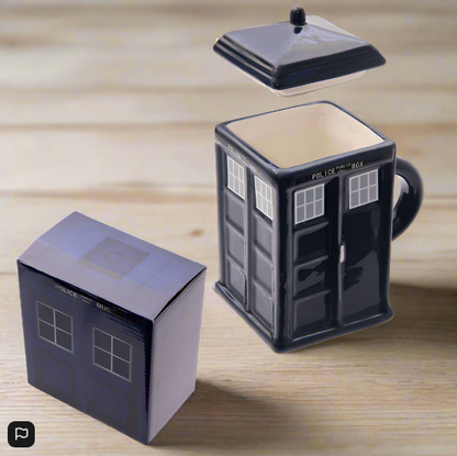 Doctor Who TARDIS Ceramic Mug with Lid - Puckator 3D Sculpted Police Box