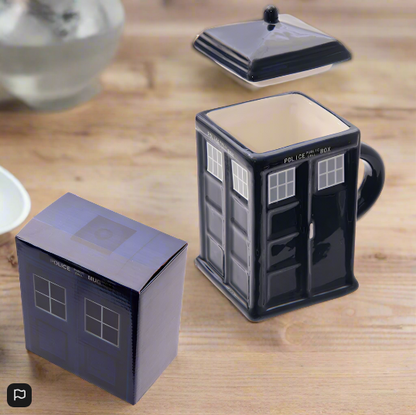 Doctor Who TARDIS Ceramic Mug with Lid - Puckator 3D Sculpted Police Box