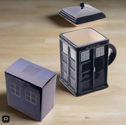 Doctor Who TARDIS Ceramic Mug with Lid - Puckator 3D Sculpted Police Box