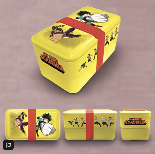 My Hero Academia Bento Lunch Box Containing  Reusable Spoon Chopsticks Upper and Lower Dividers