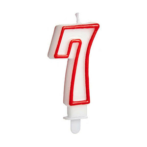 Candle Birthday Number 7 Red White (12 Units)