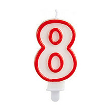 Load image into Gallery viewer, Candle Birthday Number 8 Red White (12 Units)