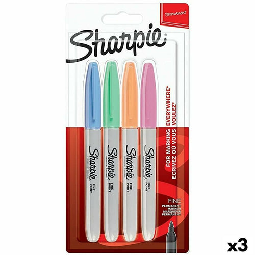 Set of Felt Tip Pens Sharpie 4 Pieces Multicolour (3 Units)