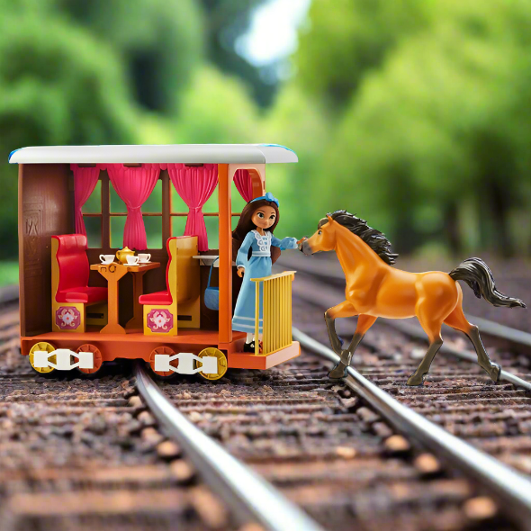 DreamWorks Spirit Untamed Lucky's Train Home Playset with Doll and Horse