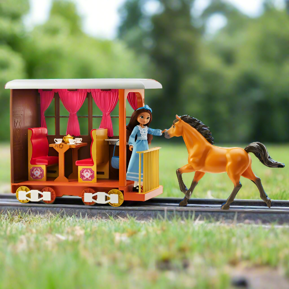 DreamWorks Spirit Untamed Lucky's Train Home Playset with Doll and Horse