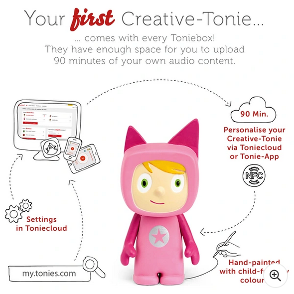 Tonies Toniebox Starter Set Audio Speaker for Kids – Pink