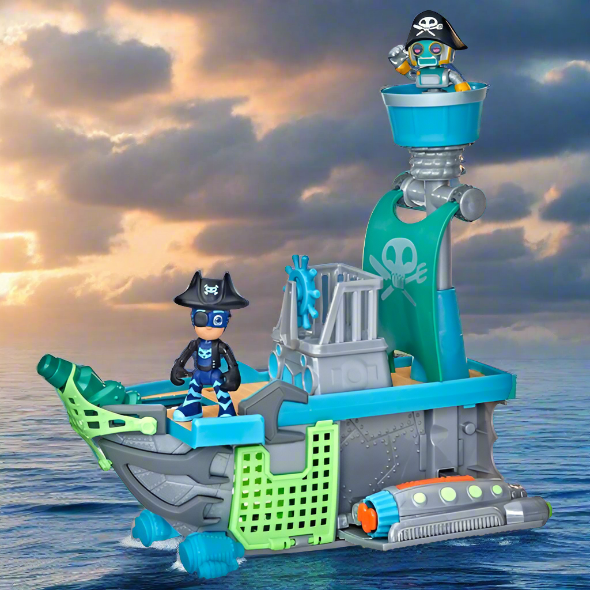 PJ Masks Sky Pirate Battleship Vehicle Playset with 2 Action Figures