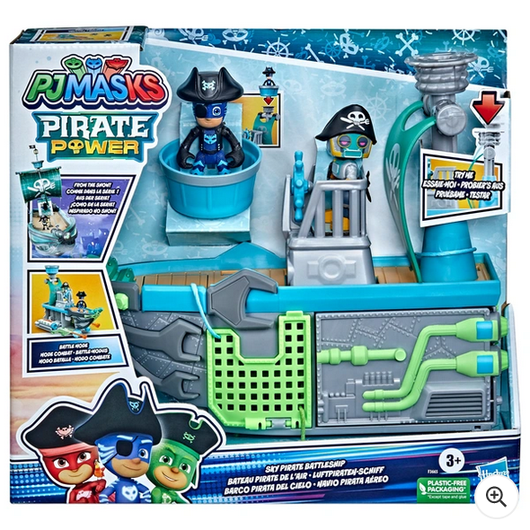 PJ Masks Sky Pirate Battleship Vehicle Playset with 2 Action Figures