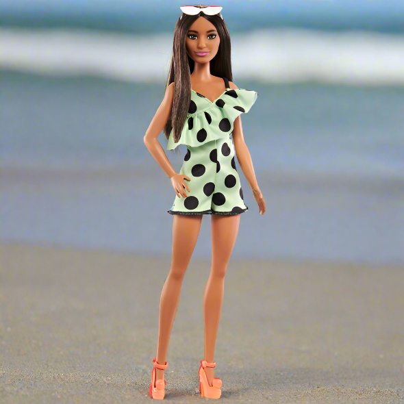 Barbie Fashionistas Doll 200 Green And Black Spotted Dress