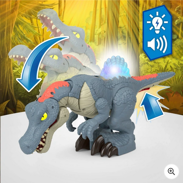 Fisher Price Imaginext Jurassic World Ultra Snap Spinosaurus Dinosaur with Lights & Sounds