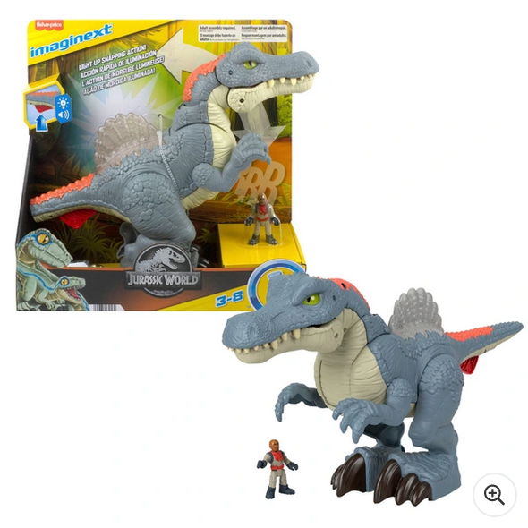 Fisher Price Imaginext Jurassic World Ultra Snap Spinosaurus Dinosaur with Lights & Sounds