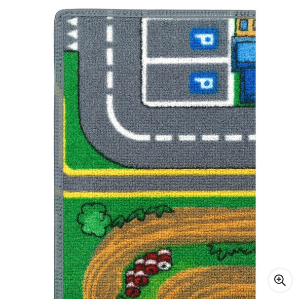 Children's Kids Rugs Town Road Map Dimensions: 95L x 200W x 1H cm