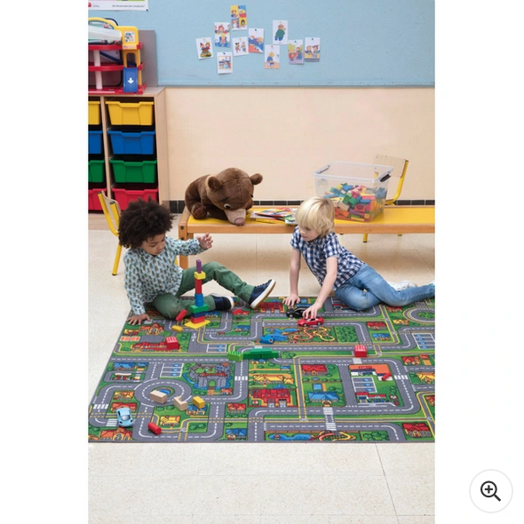 Children's Kids Rugs Town Road Map Dimensions: 95L x 200W x 1H cm