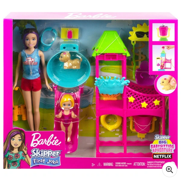 Barbie Skipper First Jobs  Big Babysitting Adventure Water Park Playset