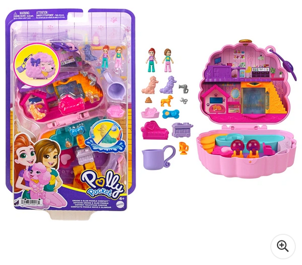 Polly Pocket Compact Groom n Glam Poodle Playset