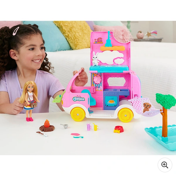 Barbie Club Chelsea 2-in-1 Camper Playset with 2 Pets & Accessories