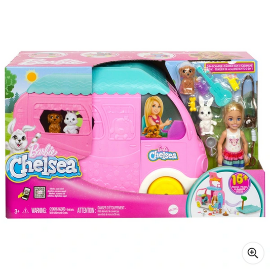 Barbie Club Chelsea 2-in-1 Camper Playset with 2 Pets & Accessories