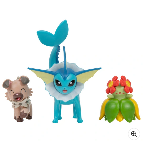 Pokémon Battle Figure 3-Pack (Vaporeon, Rockruff, Bellossom)