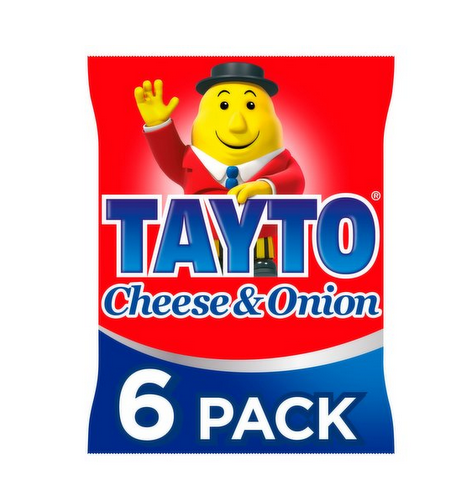 Tayto Cheese & Onion Flavour Potato Crisps 6 x 25g Multipack