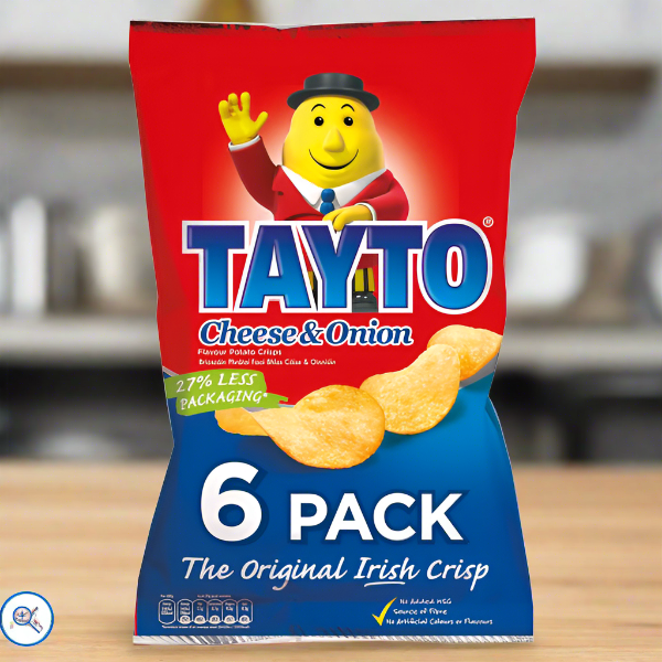 Tayto Cheese & Onion Flavour Potato Crisps 6 x 25g Multipack