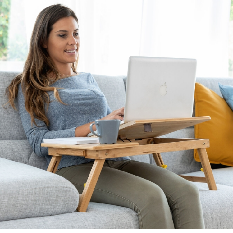 InnovaGoods Bamboo Folding Side Table Lapwood