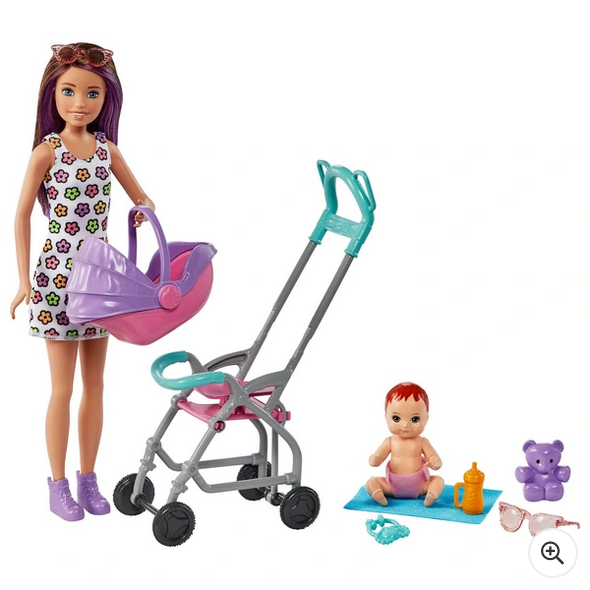 Barbie Skipper Babysitters Pushchair and 2 Dolls Playset