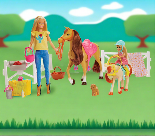 Barbie Hugs 'n' Horses Playset Barbie Chelsea Horse Pony Plus Accessories