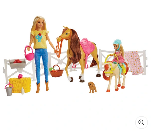 Barbie Hugs 'n' Horses Playset Barbie Chelsea Horse Pony Plus Accessories