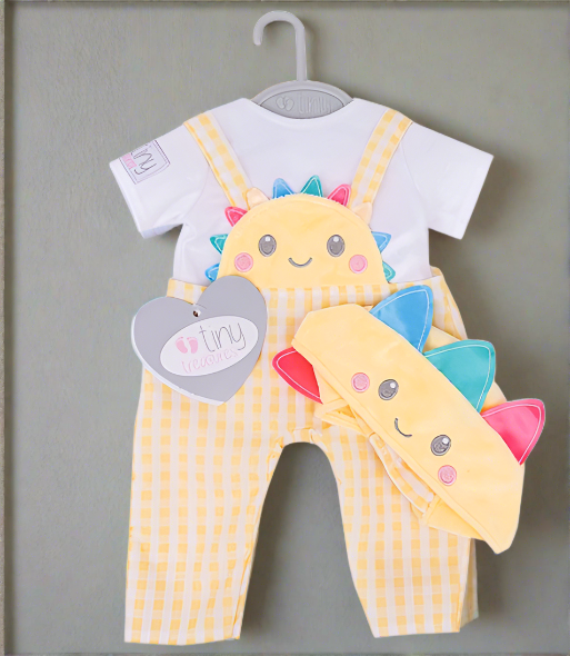 Tiny Treasures Sunshine Dungarees Outfit for baby doll