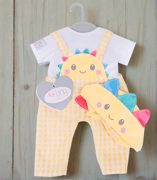 Tiny Treasures Sunshine Dungarees Outfit for baby doll