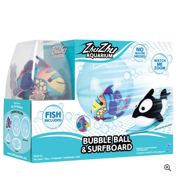 Zhu Zhu Aquarium Bubble Ball & Surfboard Starter Playset With Fish