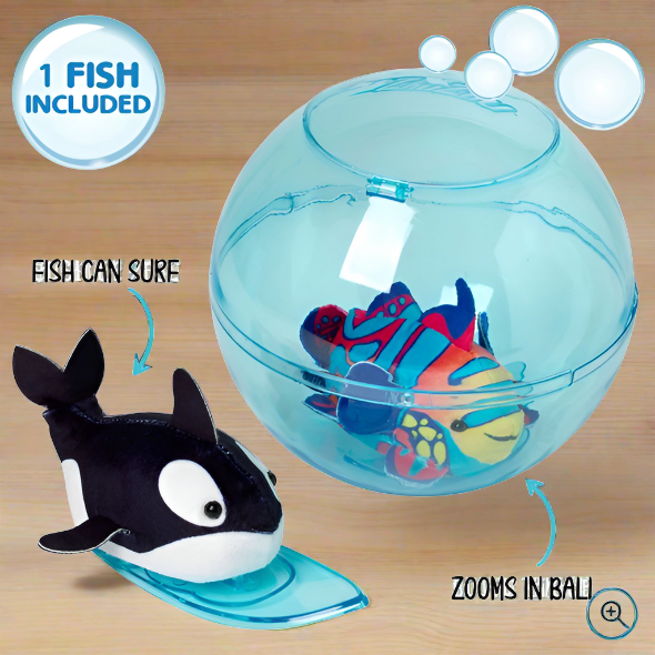 Zhu Zhu Aquarium Bubble Ball & Surfboard Starter Playset With Fish