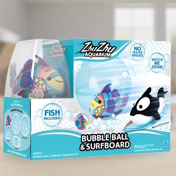 Zhu Zhu Aquarium Bubble Ball & Surfboard Starter Playset With Fish