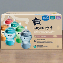 Load image into Gallery viewer, Tommee Tippee Natural Start Anti-Colic Baby Bottle 260ml 6 Pack Multicoloured