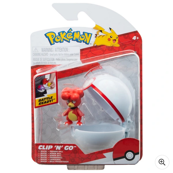 Pokemon Clip 'N' Go Pokéball Magby & Premier Ball Figure